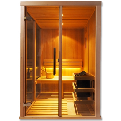 Sauna Vision em vidro e hemlock