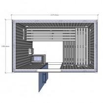 Bench layout for Saunarium cabin D2035