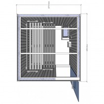 Bench layout for Saunarium cabin D2525