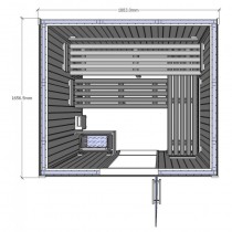 Bench layout for Saunarium cabin D2530