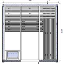 5 Person Traditional Sauna Cabin - 1860 x 1960 x 1950mm - OS3030