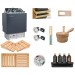 Sauna accessories in kit, including sauna heater and all the essentials for a sauna cabin