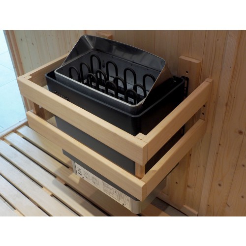 Bouclier de protection thermique pour poêle à bois dans un sauna