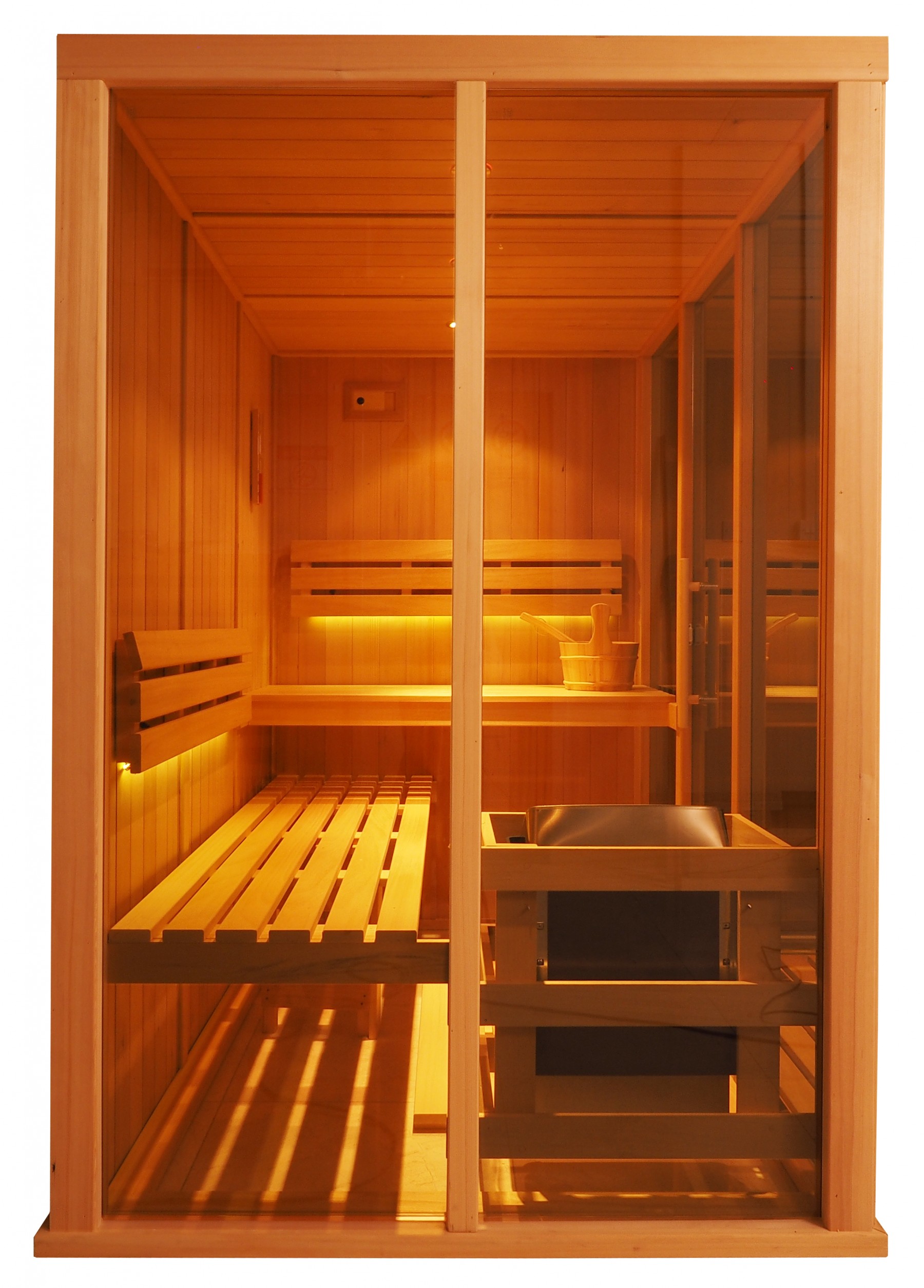 V2030 - Cabina de sauna finlandesa Vision para 3 personas con madera