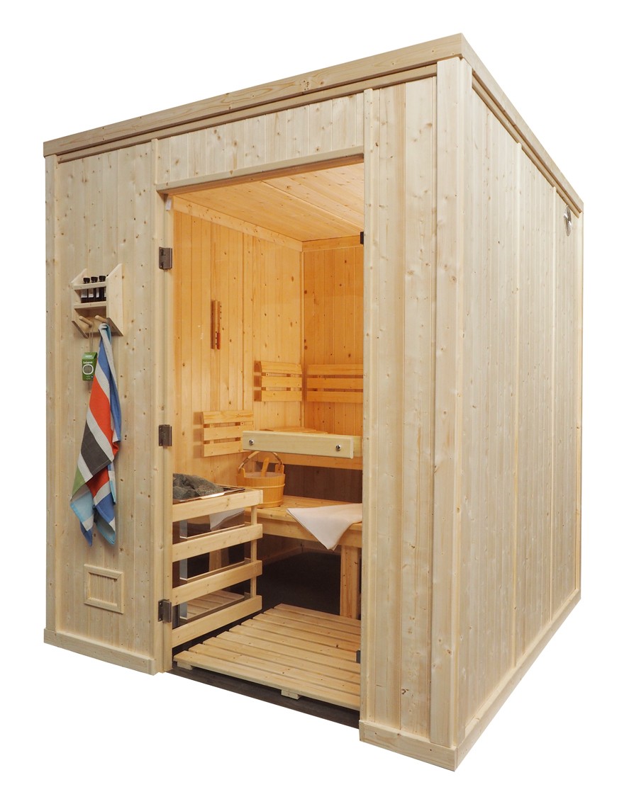 Cabina de sauna finlandesa, 5 personas, uso comercial intensivo, calentador con patas, HD3030FS