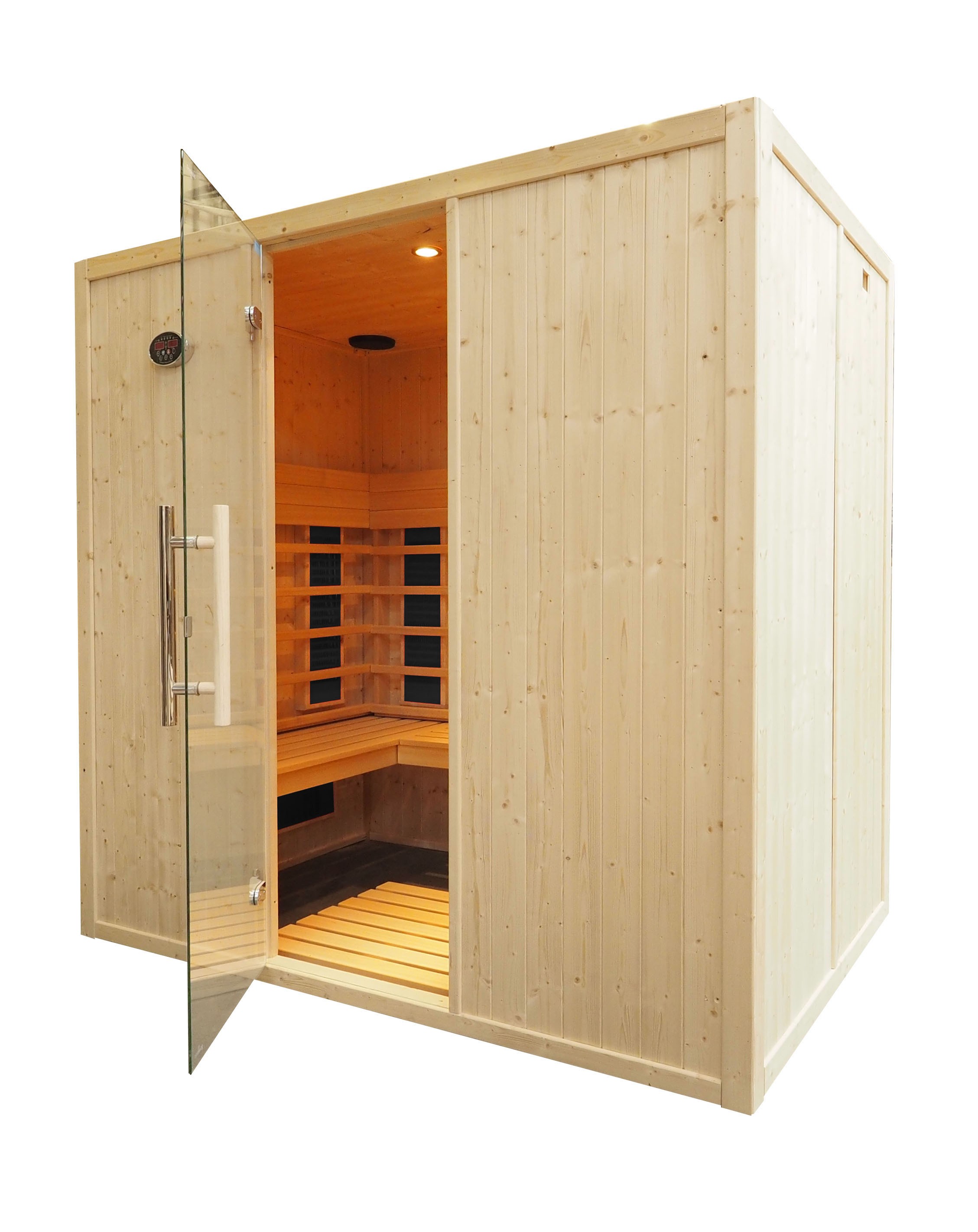 Cabina de sauna infrarrojos - 4 personas - bancos en L - IR2030L