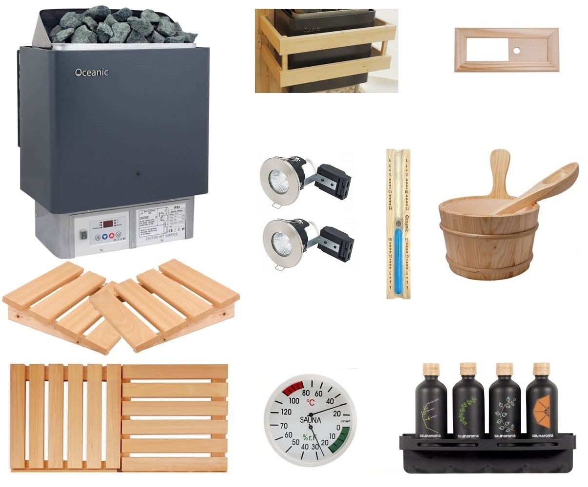 Kit de instalación para sauna finlandesa - Calentador con control integrado *Deluxe* 
