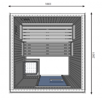 Cabina de sauna finlandesa, 5 personas, uso comercial intensivo, calentador con patas, HD3030FS