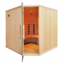 Cabina de sauna con infrarrojos, bancos paralelos, puerta de esquina - uso comercial - 4 personas - IR3030LC