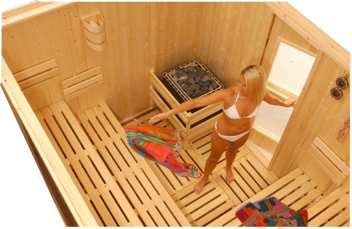 Interior duma cabine de sauna profissional Oceanic