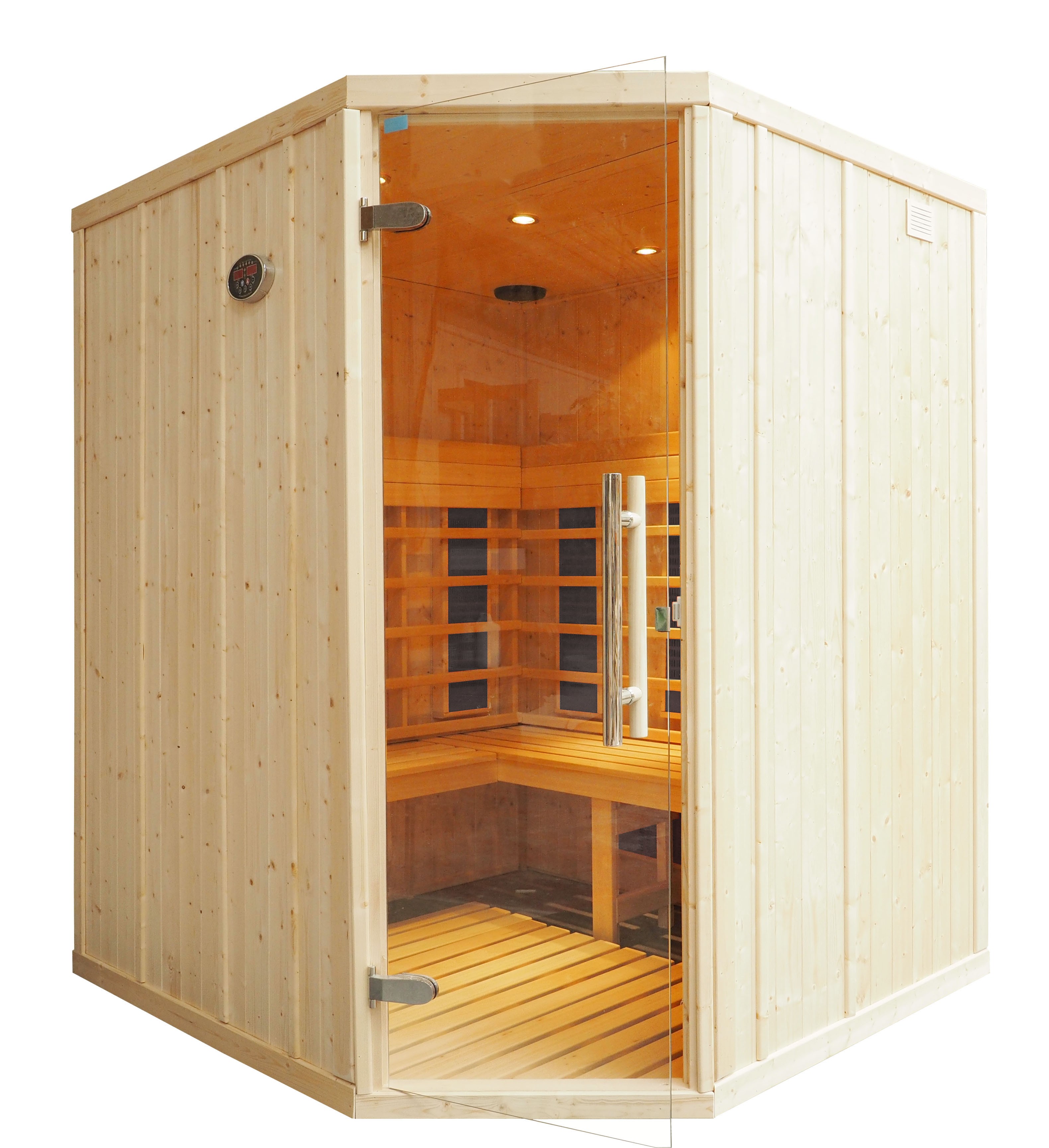 Cabina sauna de infravermelhos para 4 pessoas - IR2525LC com bancos L e porta de esquina