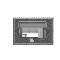 Le dimensioni della cabina sauna E2020 sono 2385 x 1750 x 2406mm, con una base di 1987 x 1308mm