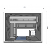 Cabine de sauna profissional HD3040 com aquecedor de chão - 7 pessoas