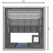 Cabine de sauna profissional HD4040 com aquecedor de chão - 12 pessoas