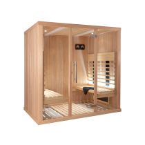 SAUNA DE INFRAVERMELHOS PARA 4 PESSOAS SA-IR2030P - BANCOS PARALELOS - DESIGN B - REVESTIMENTO HEMLOCK