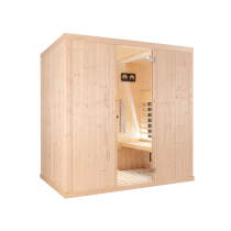 SAUNA DE INFRAVERMELHOS PARA 4 PESSOAS SA-IR2030P - BANCOS PARALELOS - DESIGN B - REVESTIMENTO HEMLOCK