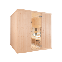 SAUNA DE INFRAVERMELHOS PARA 6 PESSOAS SA-IR3030P - BANCOS PARALELOS - REVESTIMENTO HEMLOCK - DESIGN B