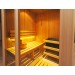 Interior da cabine de sauna Oceanic V2020 em hemlock e vidro