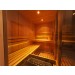 Interior da cabine de sauna Oceanic V2030 em hemlock e vidro