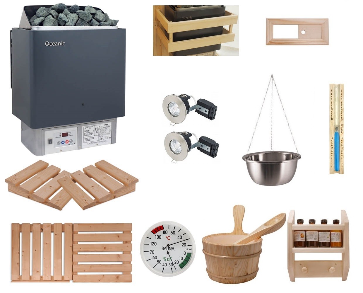 Kit accessori per sauna con stufa Oceanic con controlli integrati - Celebration