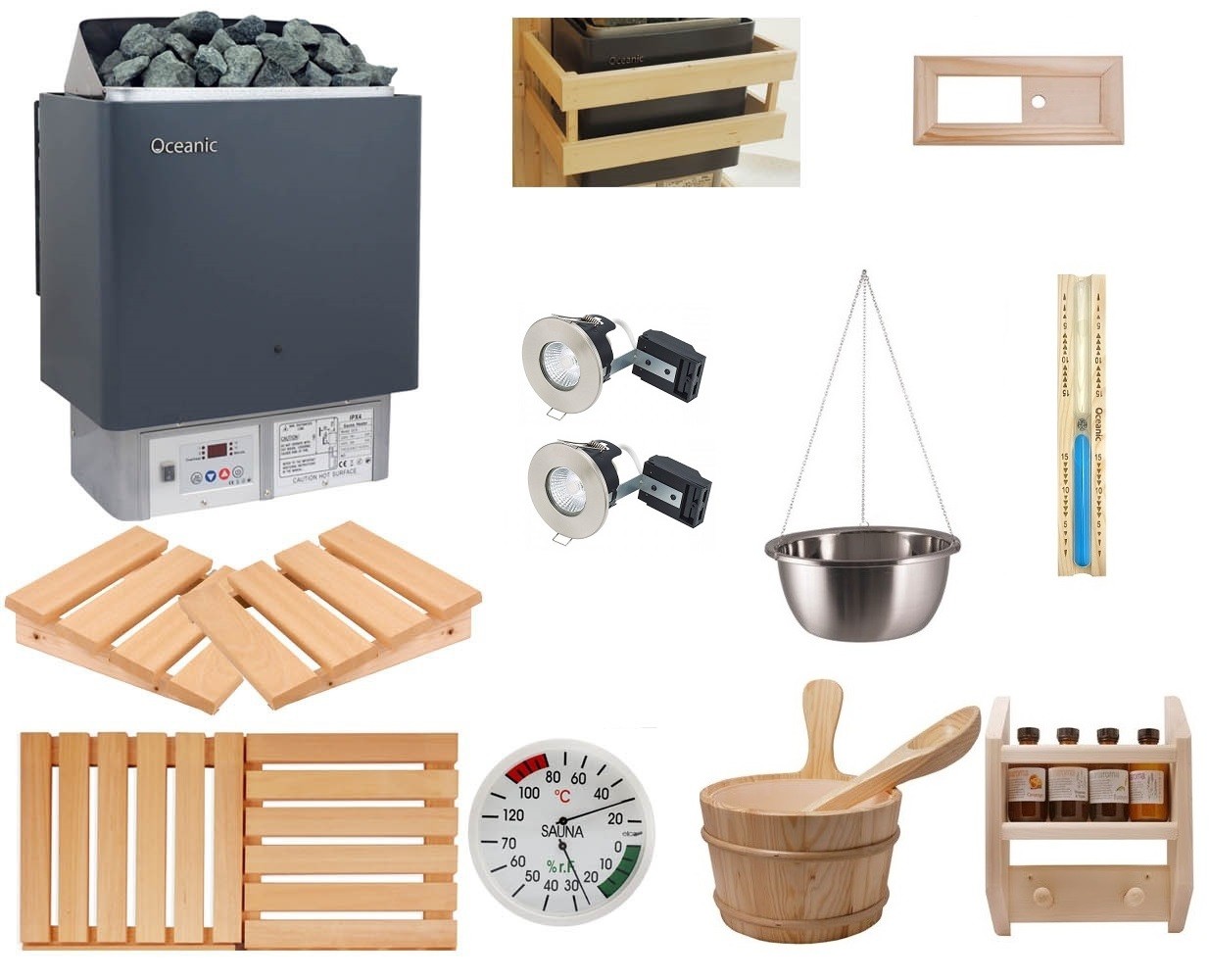 Kit accessori per sauna con stufa Oceanic con controlli integrati - Deluxe