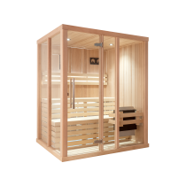 2025 cabina sauna finlandese - rivestimento in cicuta - porta vetro trasparente - modello C