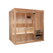 2030 cabina sauna finlandese - rivestimento in cicuta - porta vetro trasparente - modello C