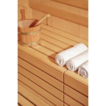 La protezione per panche per sauna Satu Laudesuoja contiene olio di paraffina e permette di preservare i colori naturali del legno della tua cabina sauna
