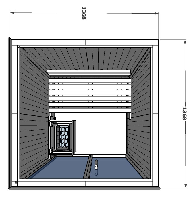 V2020 Hemlock Sauna with additional side wall in Hemlock drawing
