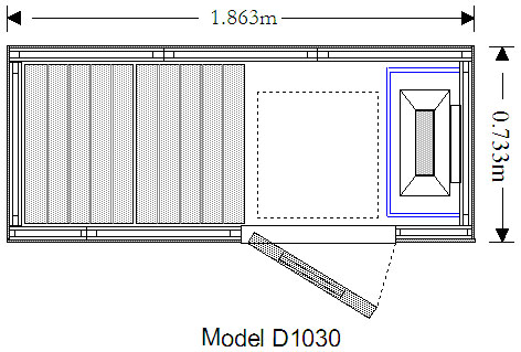 Dibujo técnico de la sauna D1030