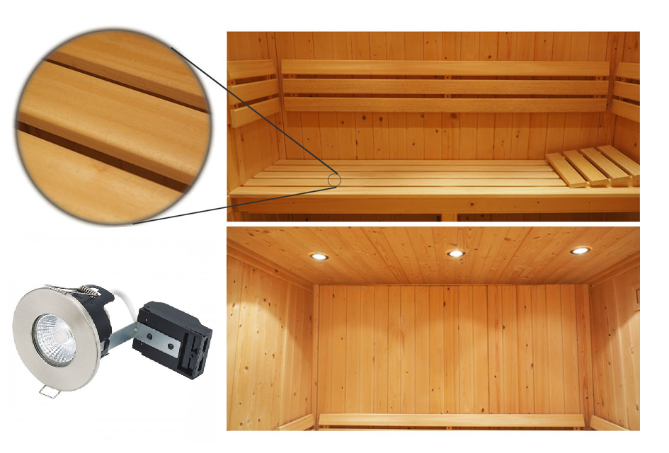 Illuminazione interna della cabina sauna Oceanic Deluxe con spotlight resistenti al calore