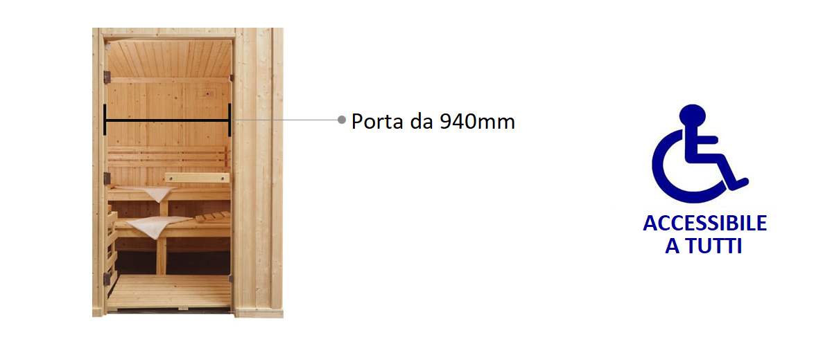 Accesso per disabili alle cabine sauna Oceanic (con porta da 940mm)