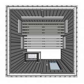 Pianta della cabina sauna E2020 per esterni Oceanic Saunas