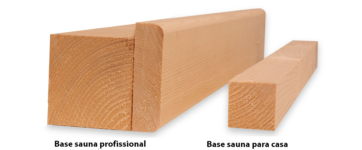 Comparação entre base de cabine de sauna profissional e de casa