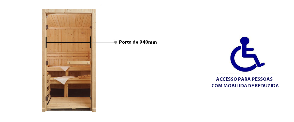 Porta de sauna de infravermelhos Oceanic para uso profissional para pessoas com mobilidade reduzida