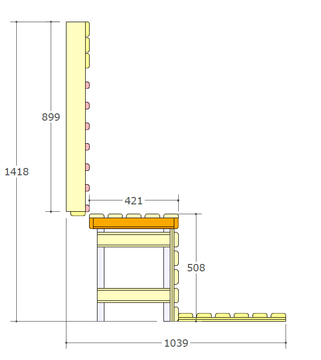 side view - infrared modular bench 