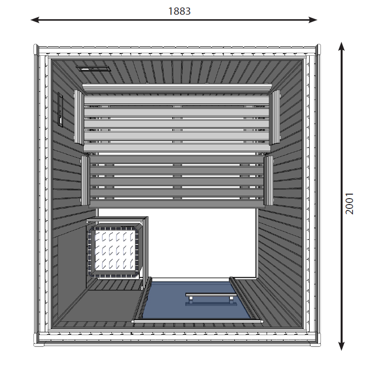 Cabina de sauna comercial Heavy Duty HD3030FS con calentador con patas, Oceanic Saunas