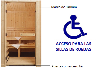 Puerta de sauna 940mm - Acceso personas con movilidad reducida y sillas de ruedas - Oceanic Saunas