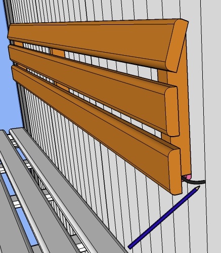 Diagramma di posizionamento della striscia sul retro degli schienali di una cabina sauna