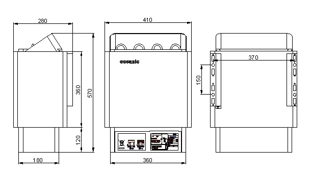 Dimensions du poêle à sauna Oceanic